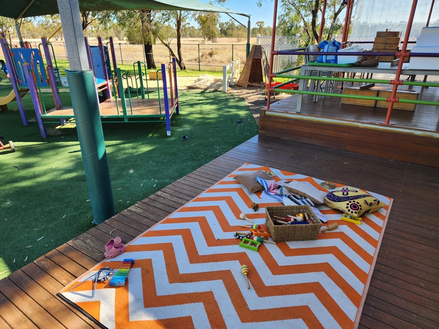 Nature and music play intertwine at Toobeah Playgroup in Toobeah, Queensland.