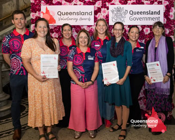 Play Matters Australia team members with nominated community playgroup volunteers at the 2026 Queensland Volunteer Awards
