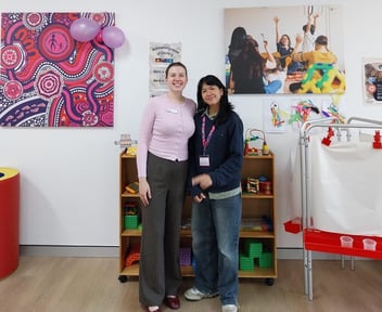 Ella and Bitha student volunteers at Play Matters Ipswich Hub