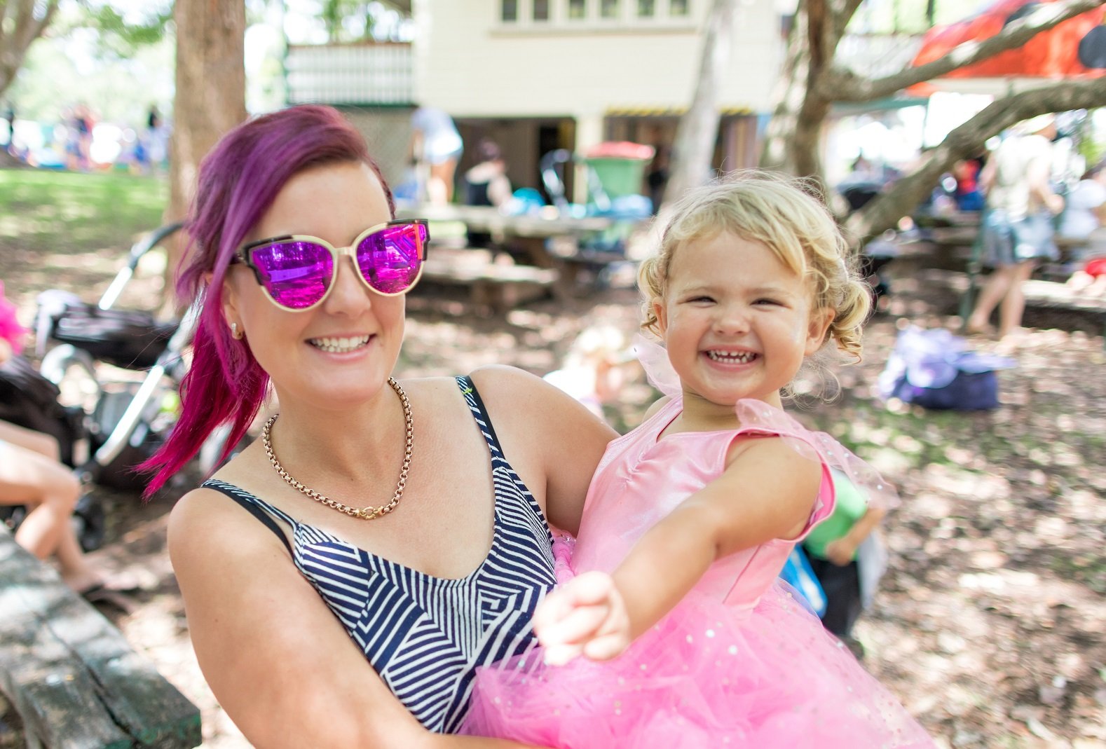 Mother and daughter dressed up