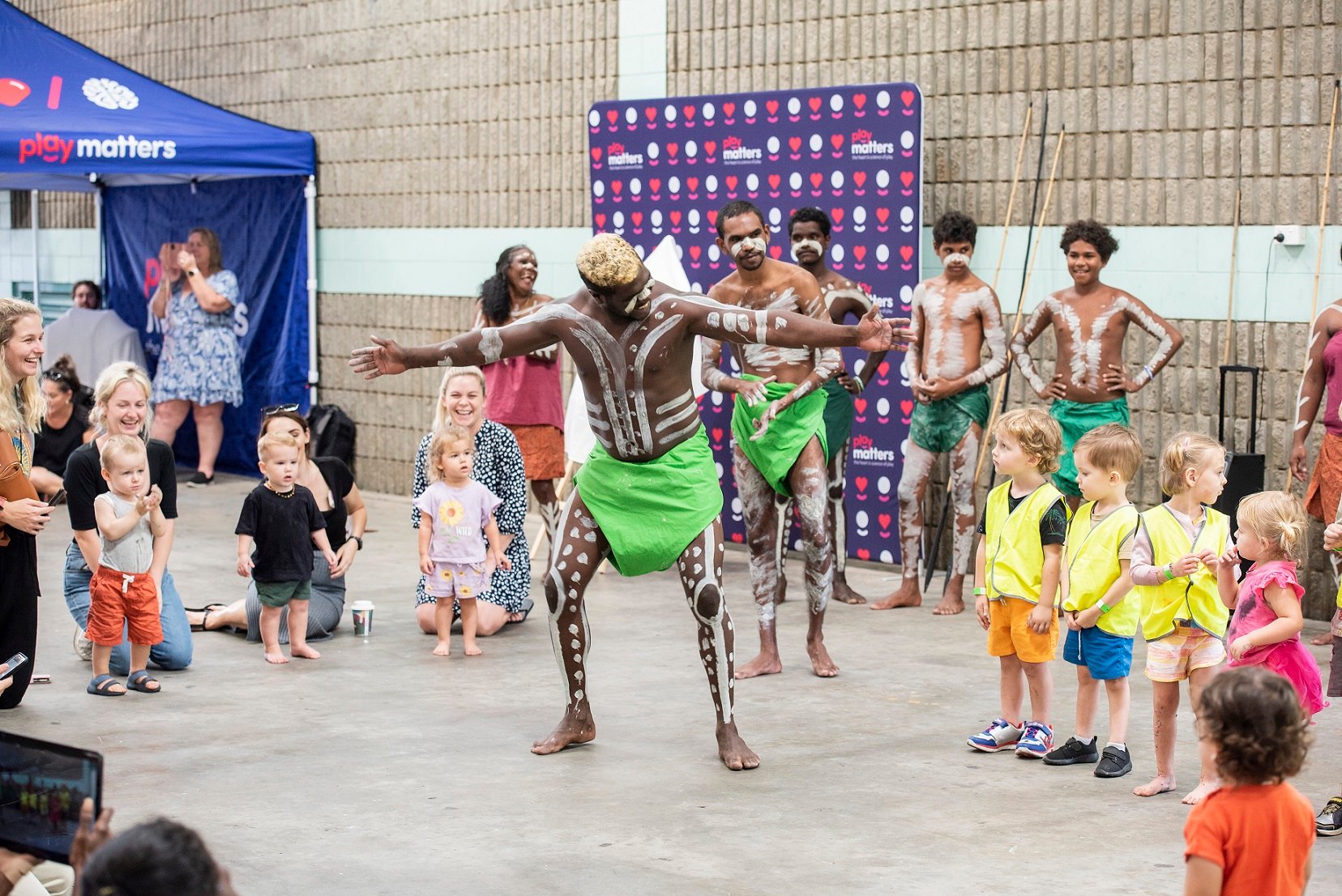 Performers from Yarrabah community at the Play Matters RAP launch