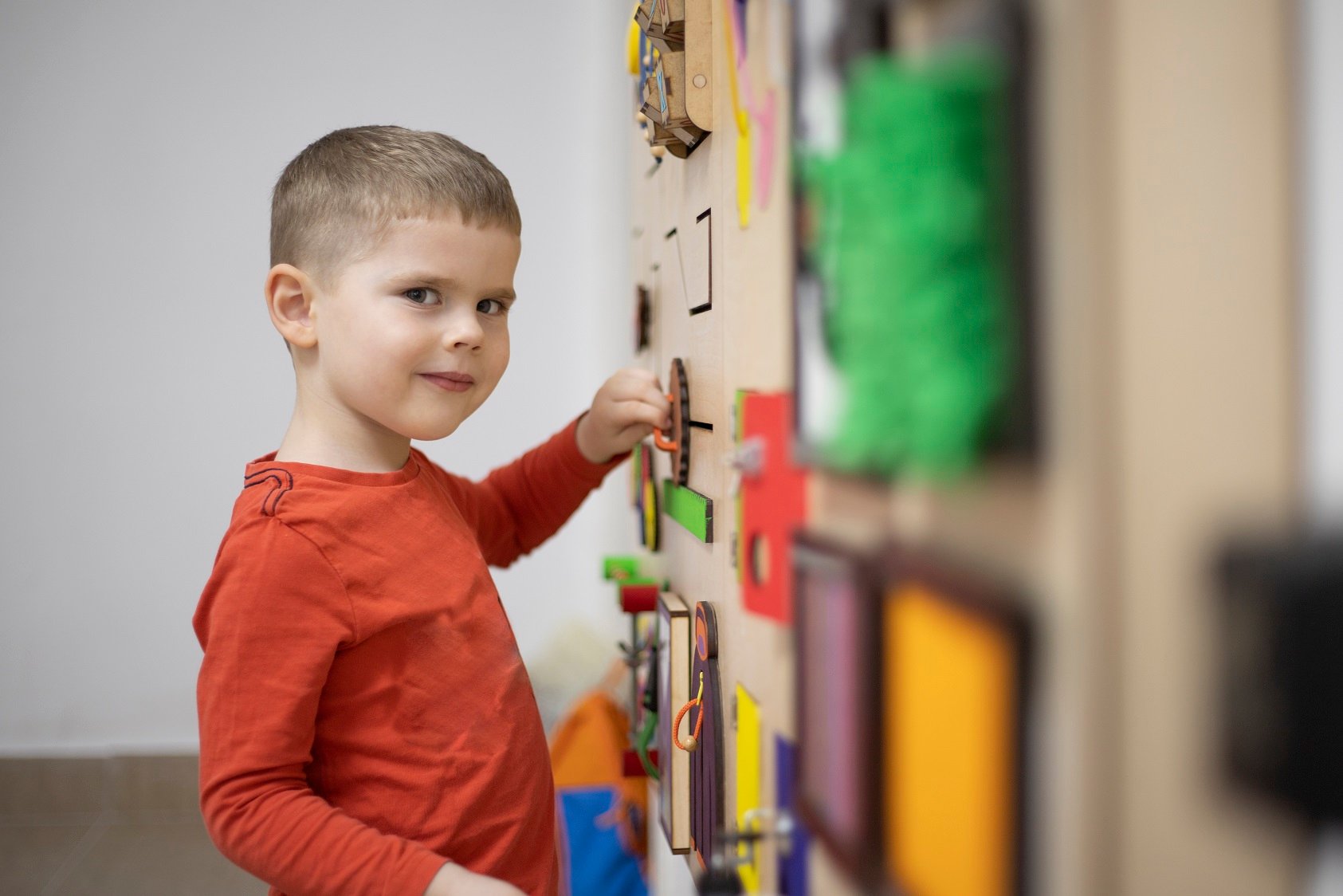 Boy doing a puzzle