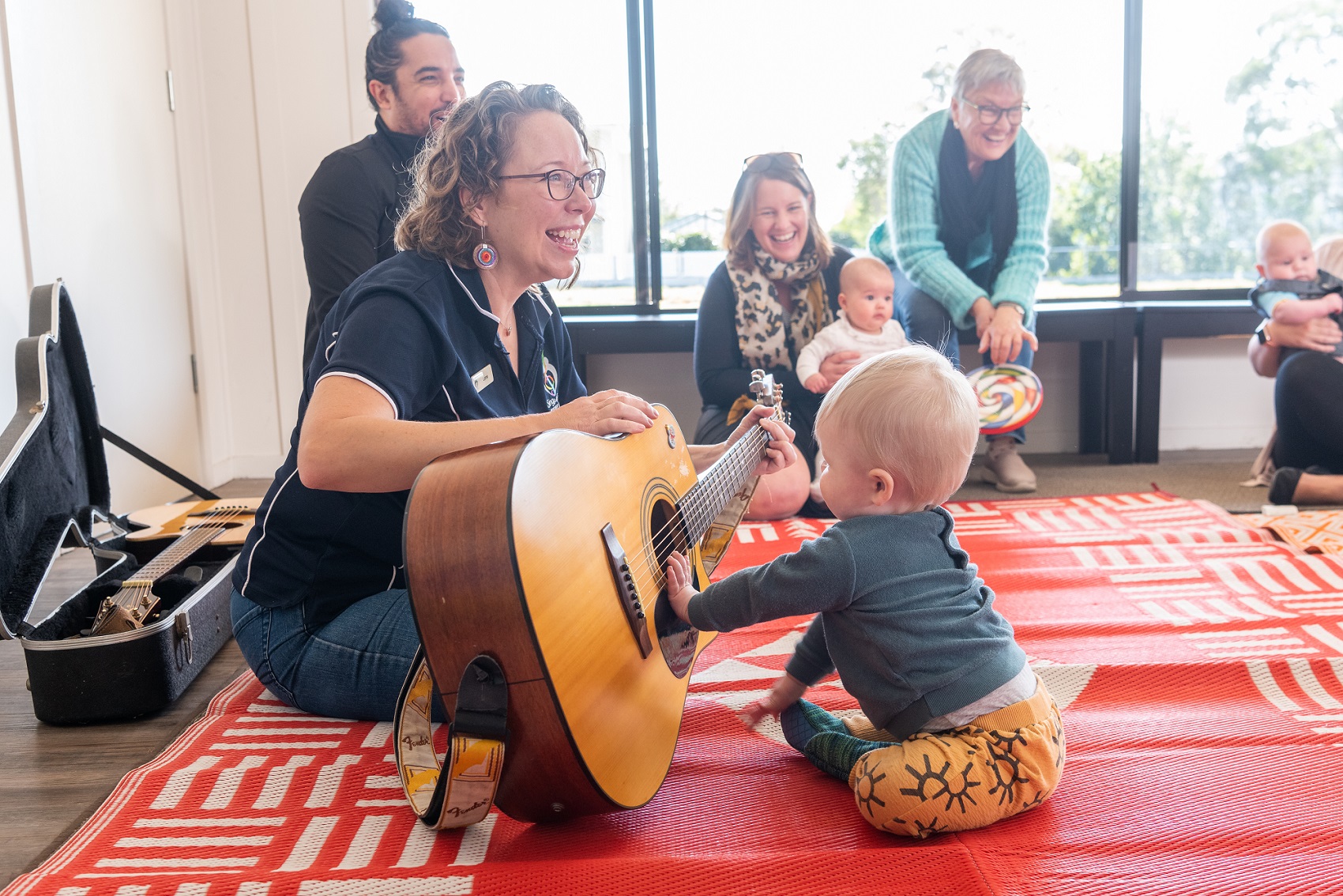 Music session child with guitar