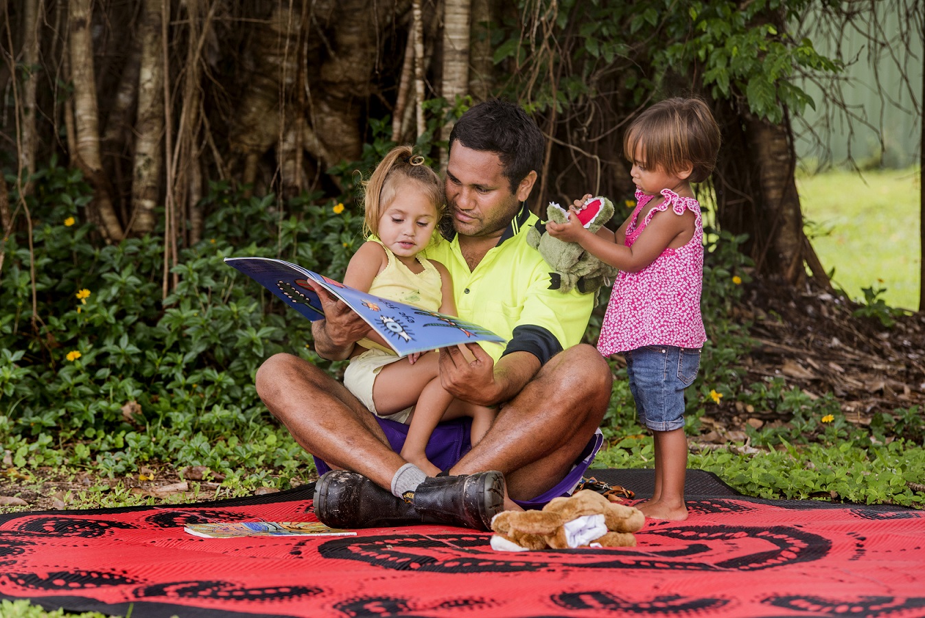 Father reading to child